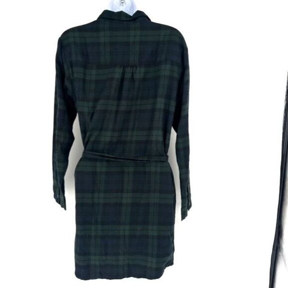 Abercrombie & Fitch A&F Navy Plaid Flannel Belted Shirt Dress Small Soft Preppy - Picture 3 of 9